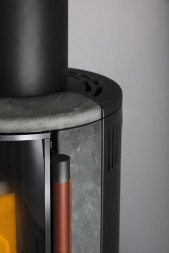 Печь K900, высокая, soapstone, кожаная ручка + хромированная окантовка стекла (Keddy)