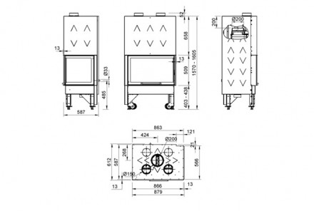 Каминная топка Monoblocco 800 Angolo DX ,SX (La Nordica)
