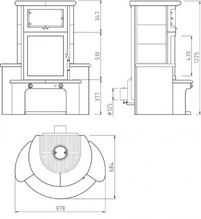 Печь 63 GT ECOplus, deco-grun 357, черная рамка (Hark)