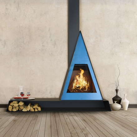 Печь-камин Breda, фронтальный, верт.труба слева, чёрный, RAL (Traforart)