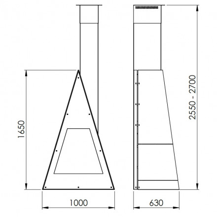 Печь-камин Breda, фронтальный, верт.труба слева, чёрный, RAL (Traforart)