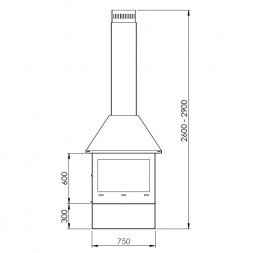 Печь-камин Sandra, пристенный, черный (Traforart)