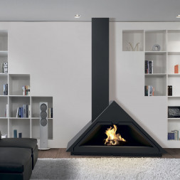Печь-камин Madrid, вертикальная труба слева, черный (Traforart)