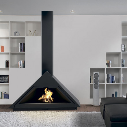 Печь-камин Madrid, вертикальная центральная труба, черный (Traforart)
