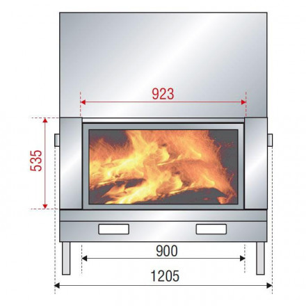 Каминная топка H 1200 double face BN1 (Axis)