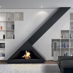 Печь-камин Madrid, наклонная труба вправо, черный (Traforart)