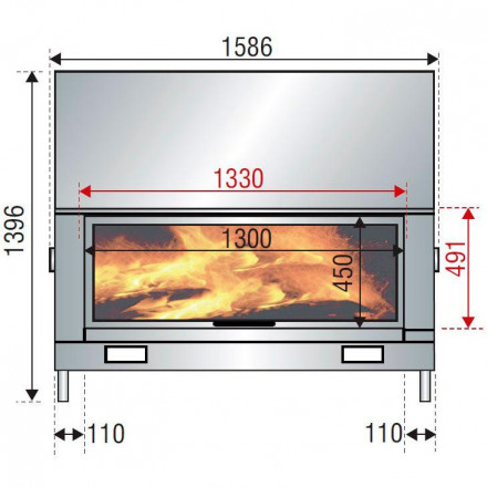 Каминная топка H 1600 double face BG2 (Axis)