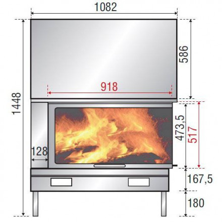 Каминная топка H 1200 right lateral glass (Axis)