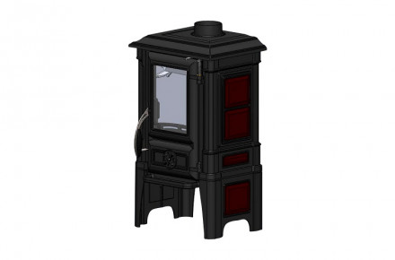 Печь-камин чугунная ARINA - 1210 ЭМАЛЬ - DARK RED (GUCHA)