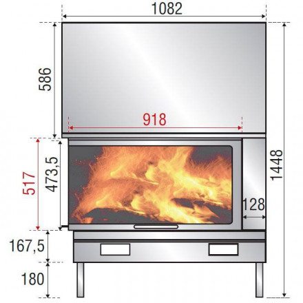 Каминная топка H 1200 left lateral glass BG2 (Axis)