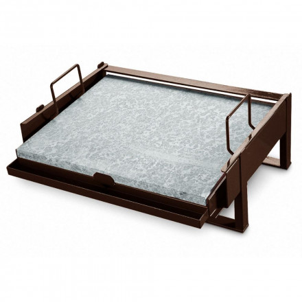 Биоплат из камня soapstone со стальной рамкой и подставкой, 68х41 (Palazzetti)