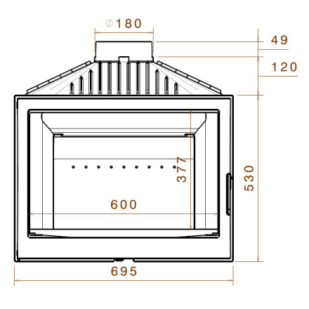 Каминная топка LCI 007 GFL Flat top, стекло слева (Liseo Castiron)
