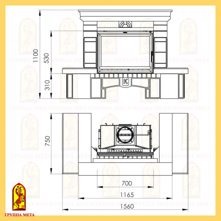 Камин облицовка Ноктюрн (имперадор) 700 &quot;Музыка огня&quot;(Metafire)
