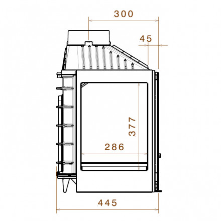 Каминная топка LCI 007 GFR Flat top, стекло справа (Liseo Castiron)