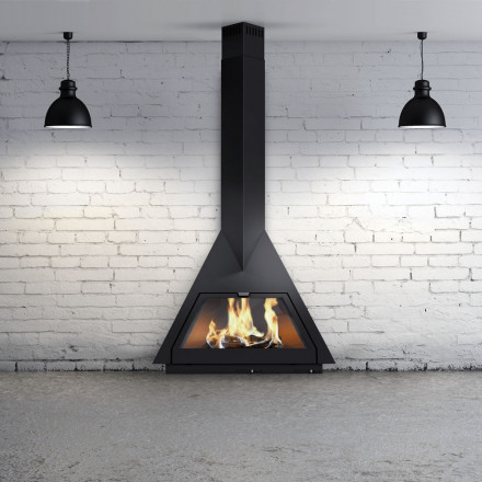 Печь-камин Foxi, пристенный, подвесной, черный (Traforart)