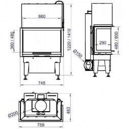 Каминная топка RADIANTE 550/30/48-66.29 H (Hark)