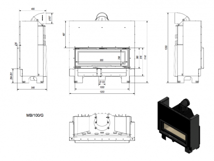 Каминная топка MB100/G (Kratki)