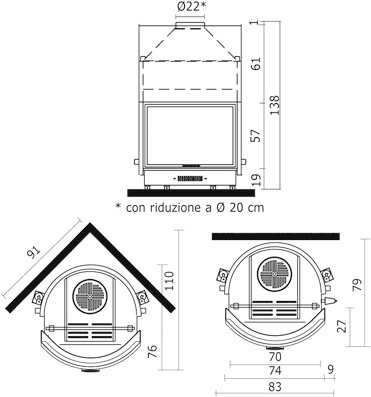 Каминная топка Acquatondo 22 sfera (EdilKamin)
