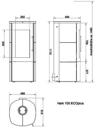 Печь камин 105 GT, стеатит (Hark)