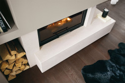 Камин облицовка Dundee dx, Bianco Mediterraneo, под Monoblocco 16:9 front (Palazzetti)