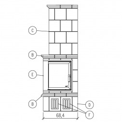 Печь BELLA ROSA 26/57.4 ECOplus, черная рамка, creme-weiss (Hark)