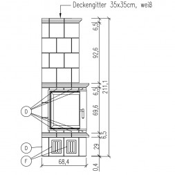 Печь BELLA ROSA 26/57.4 ECOplus, черная рамка, creme-weiss (Hark)