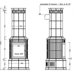 Печь камин Bella Rosa Klassik 3 ECOplus, creme-wei 118, рамка хром, верх. подкл. (Hark)