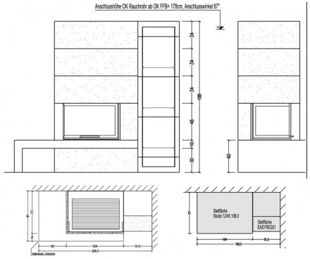 Камин Studio 12/45.10.0 B CP с банкетой (Hark)