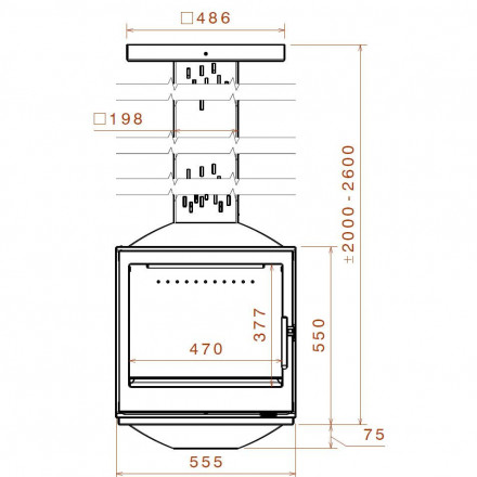 Печь-камин LCI 5 SKY G4, H=2.6 м (Liseo Castiron)