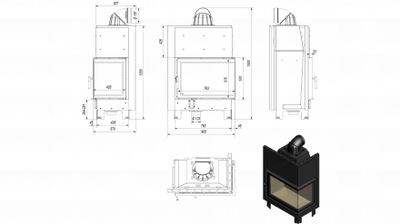 Каминная топка MBA/P/BS/SG (гнутое стекло)(Kratki)