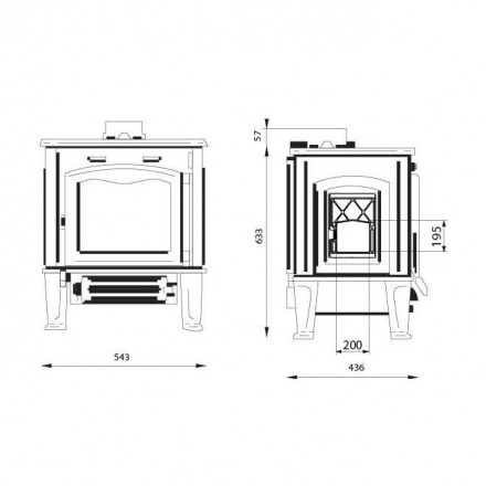Печь камин HERMES cook, side door (Ferguss)