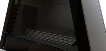 Печь-камин Breda, фронтальный, верт.труба справа, чёрный (Traforart)