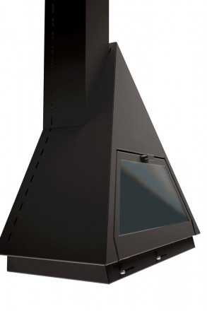 Печь-камин Bilbao, фронтальный, со стеклом, труба слева, черный (Traforart)