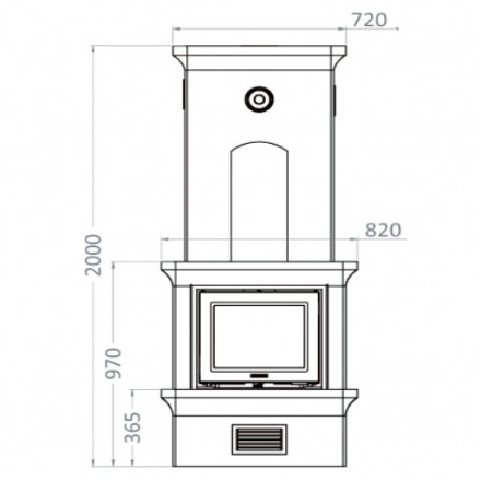 Печь-камин K10, SK 1001, прист., заднее подключ. (Keddy)
