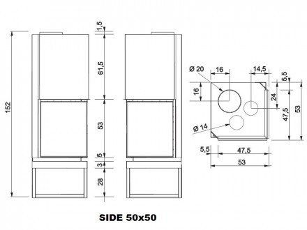 Каминная топка Side 50x50 N (EdilKamin)