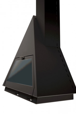 Печь-камин Bilbao, фронтальный, со стеклом, труба справа, черный (Traforart)