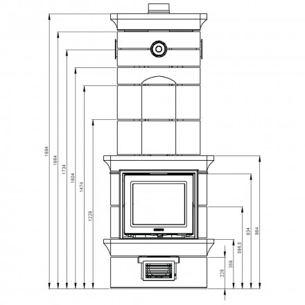 Печь-камин K11, SK 1001, заднее подключение дымохода (Keddy)