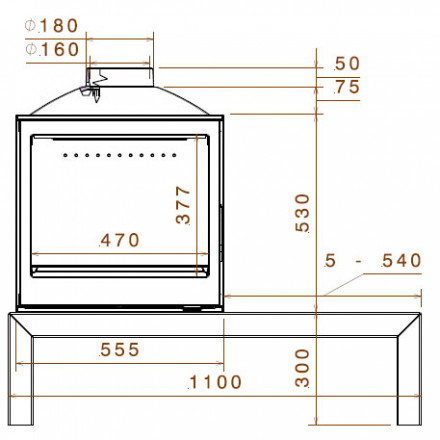 Печь LCI 5 GFL Table, стекло слева (Liseo Castiron)