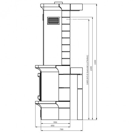 Печь-камин K21, SK 2001, угл., заднее подключ. (Keddy)