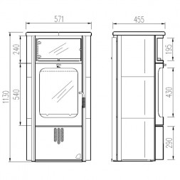 Печь Hark 57, bordeaux-rot 310, черная рамка (Hark)